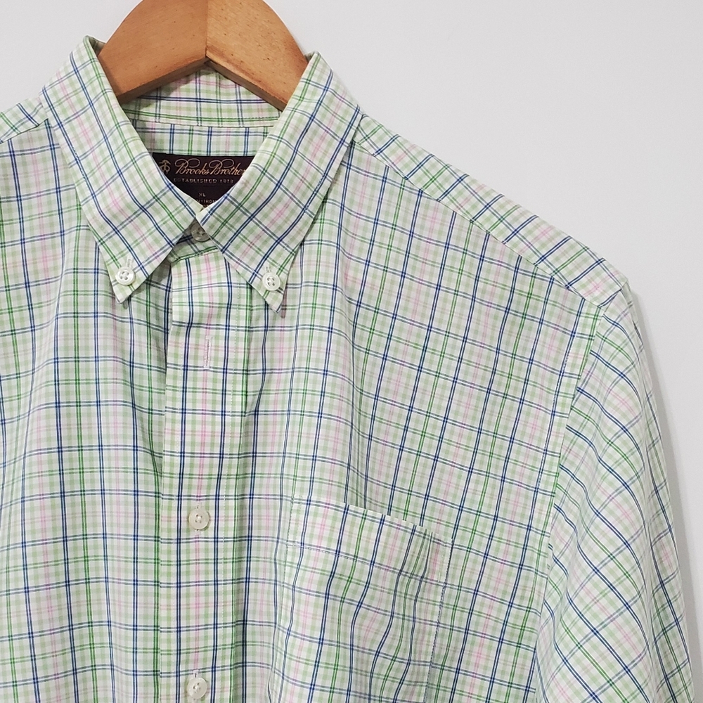 Brooks Brothers Plaid Long Sleeve Cotton  Button Down Shirt XL